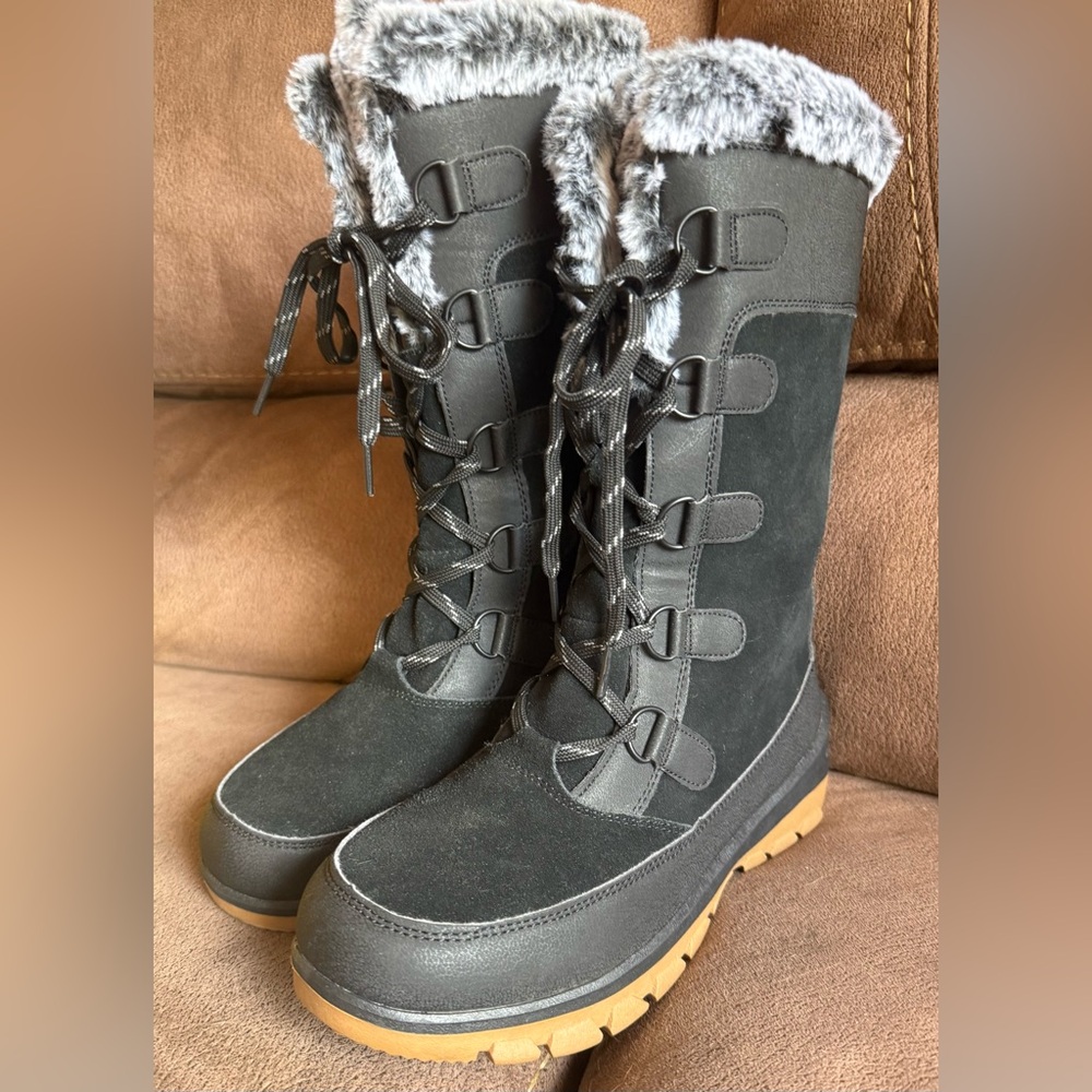 Target Black Winter Boots with Faux Fur